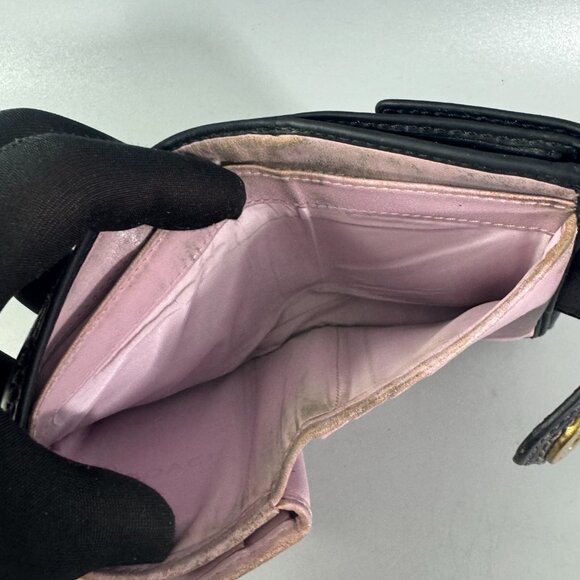 Vintage Coach Black Leather Bifold Turn-lock Wallet - Picture 10 of 14